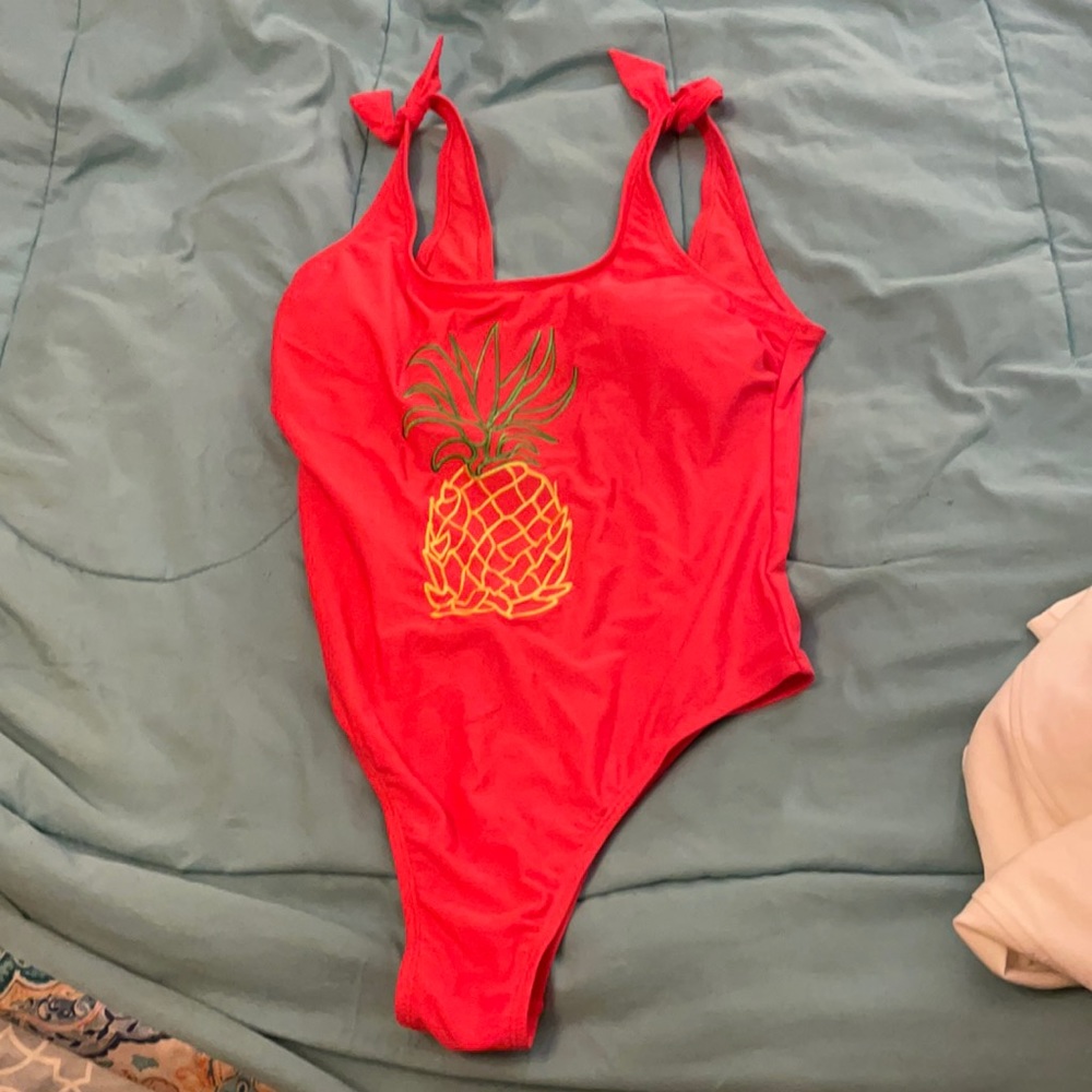 Hot pink pineapple bathing suit